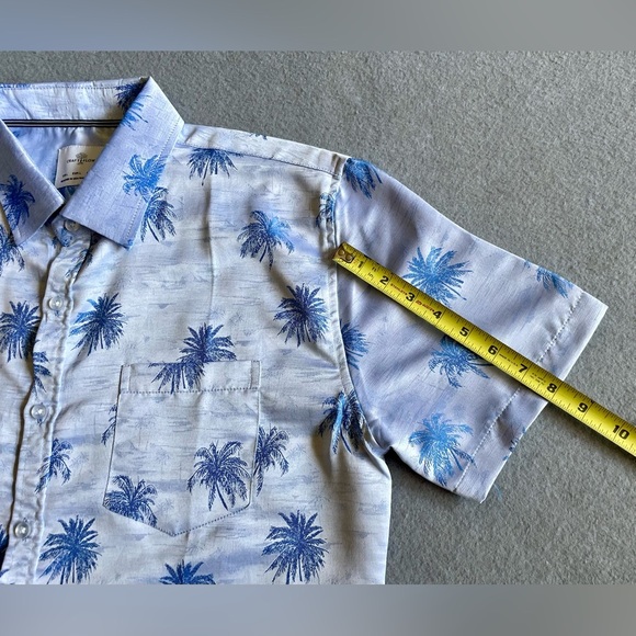 Craft + Flow Men’s Hawaiian Shirt Blue Size Large Palm Tree Design - Picture 5 of 6